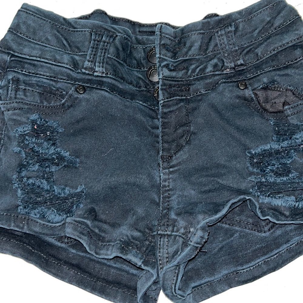 Blue spice Black Distressed Button Fly Jeans - 0